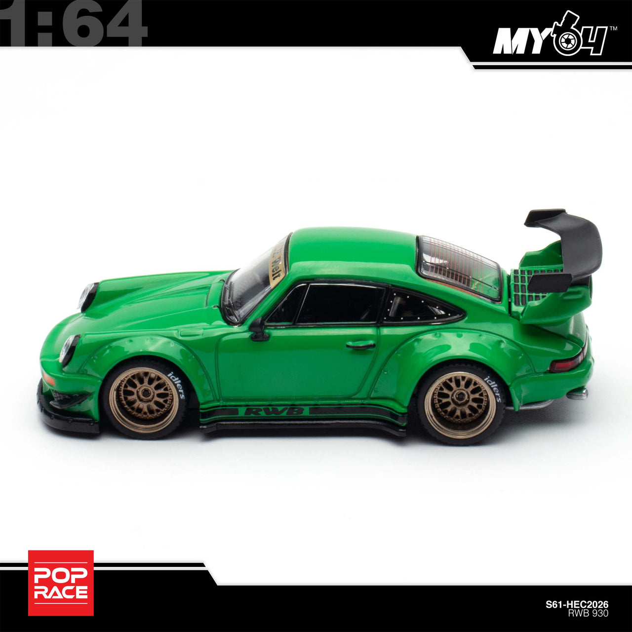 PRE-ORDER Pop Race 1:64 RWB 930 Green HEC 2026 Exclusive