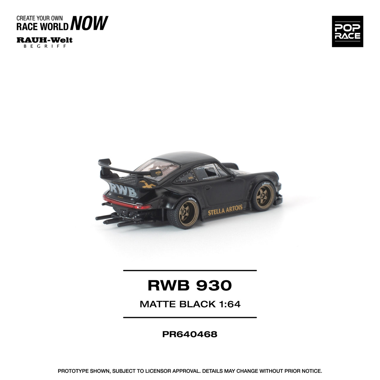 PRE-ORDER Pop Race 1:64 RWB 930 MATTE BLACK "STELLA ARTOIS" *New Tooling* Copy