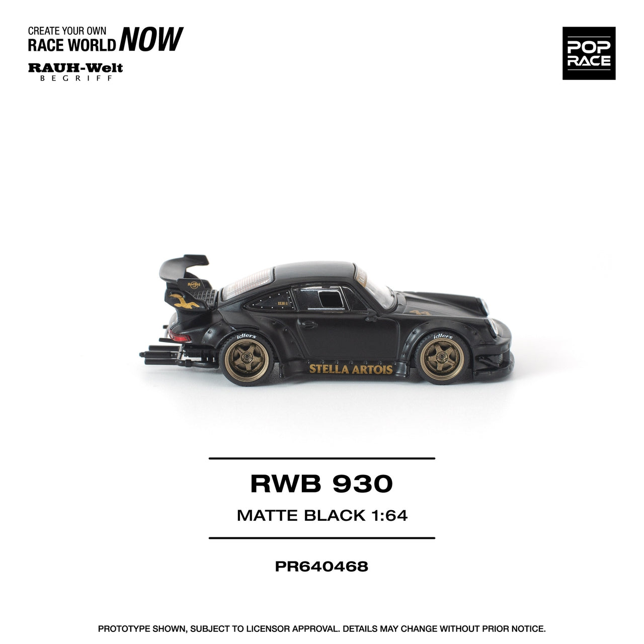 PRE-ORDER Pop Race 1:64 RWB 930 MATTE BLACK "STELLA ARTOIS" *New Tooling*