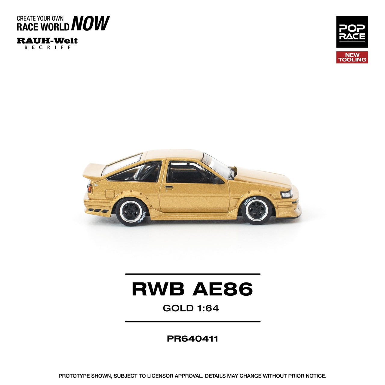 PRE-ORDER Pop Race 1:64 RWB AE86 GOLD New Tooling