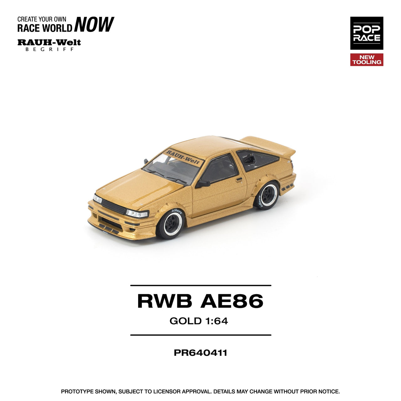 PRE-ORDER Pop Race 1:64 RWB AE86 GOLD New Tooling