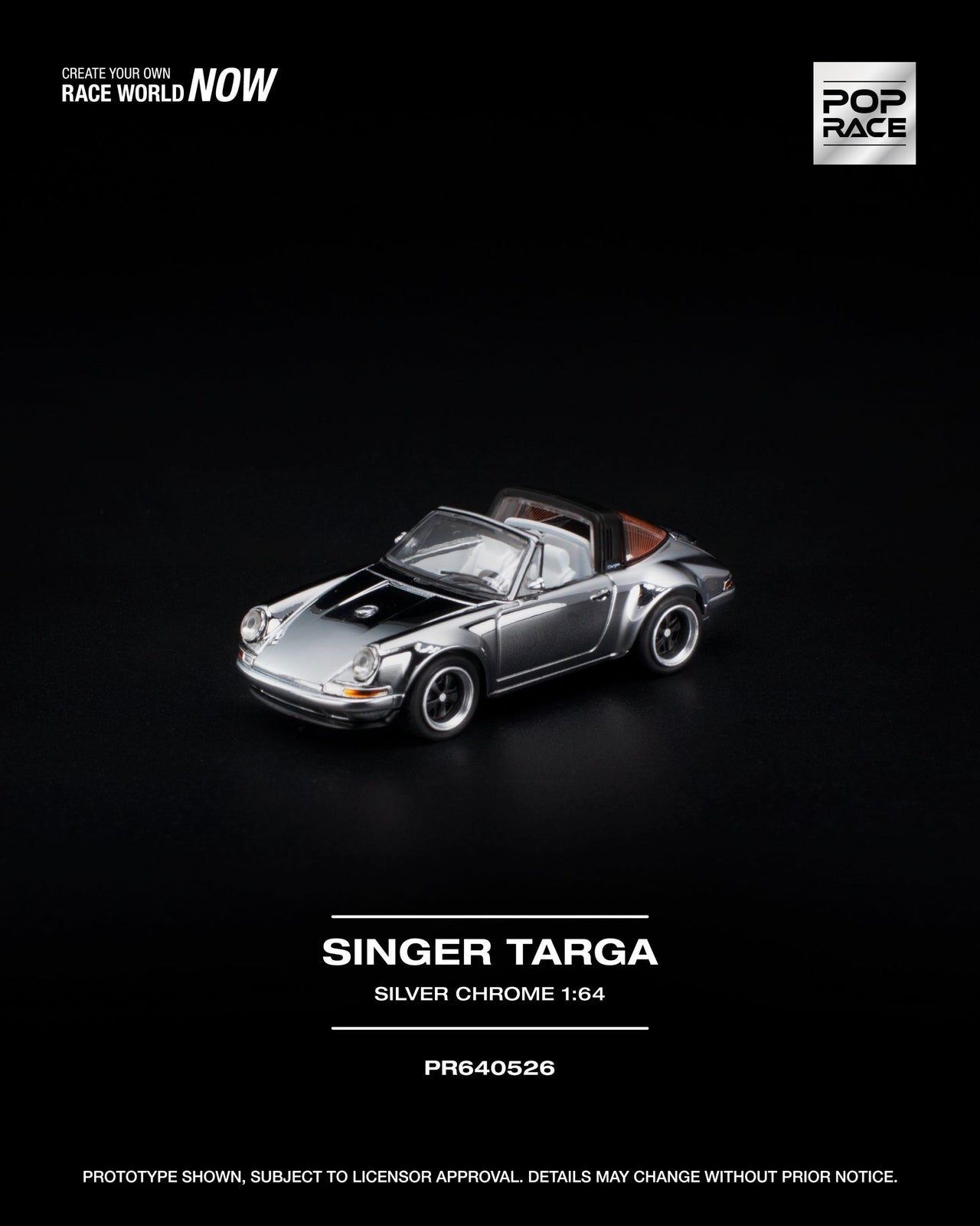 PRE-ORDER Pop Race 1:64 SINGER TARGA SILVER CHROME