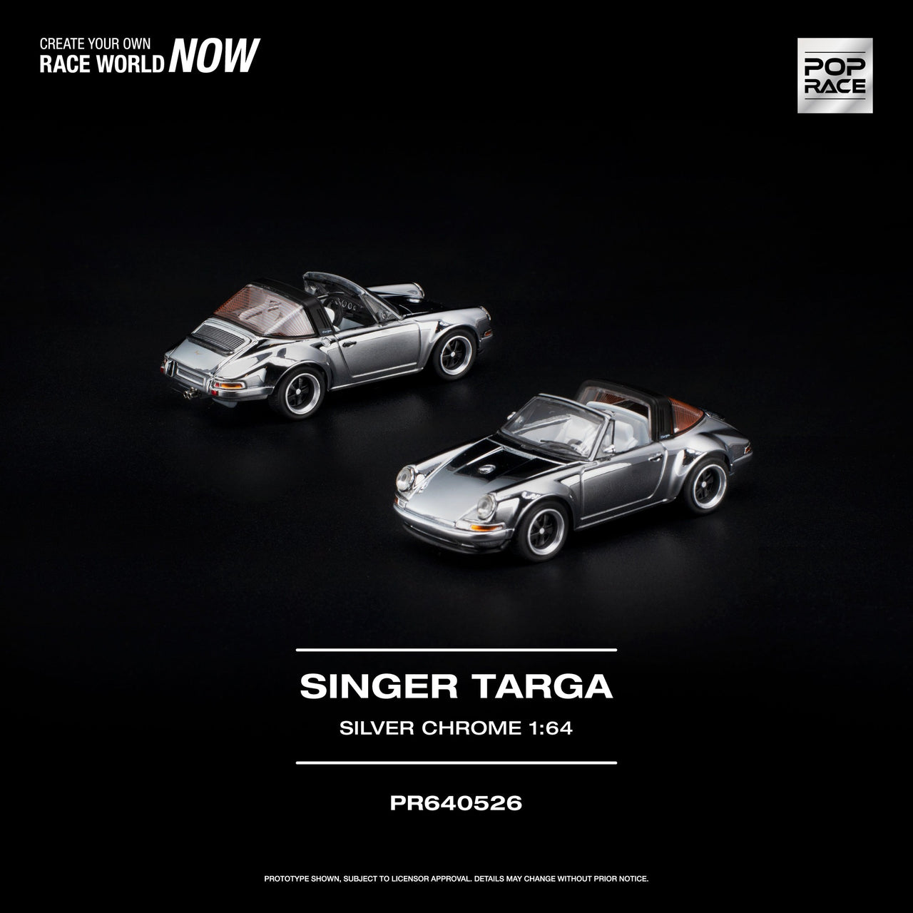 PRE-ORDER Pop Race 1:64 SINGER TARGA SILVER CHROME
