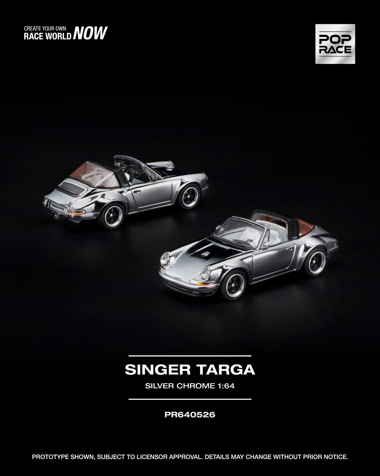 PRE-ORDER Pop Race 1:64 SINGER TARGA SILVER CHROME
