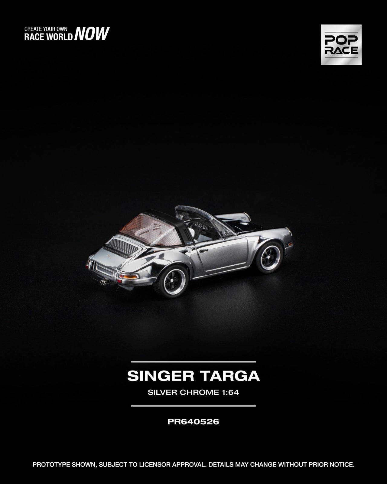 PRE-ORDER Pop Race 1:64 SINGER TARGA SILVER CHROME