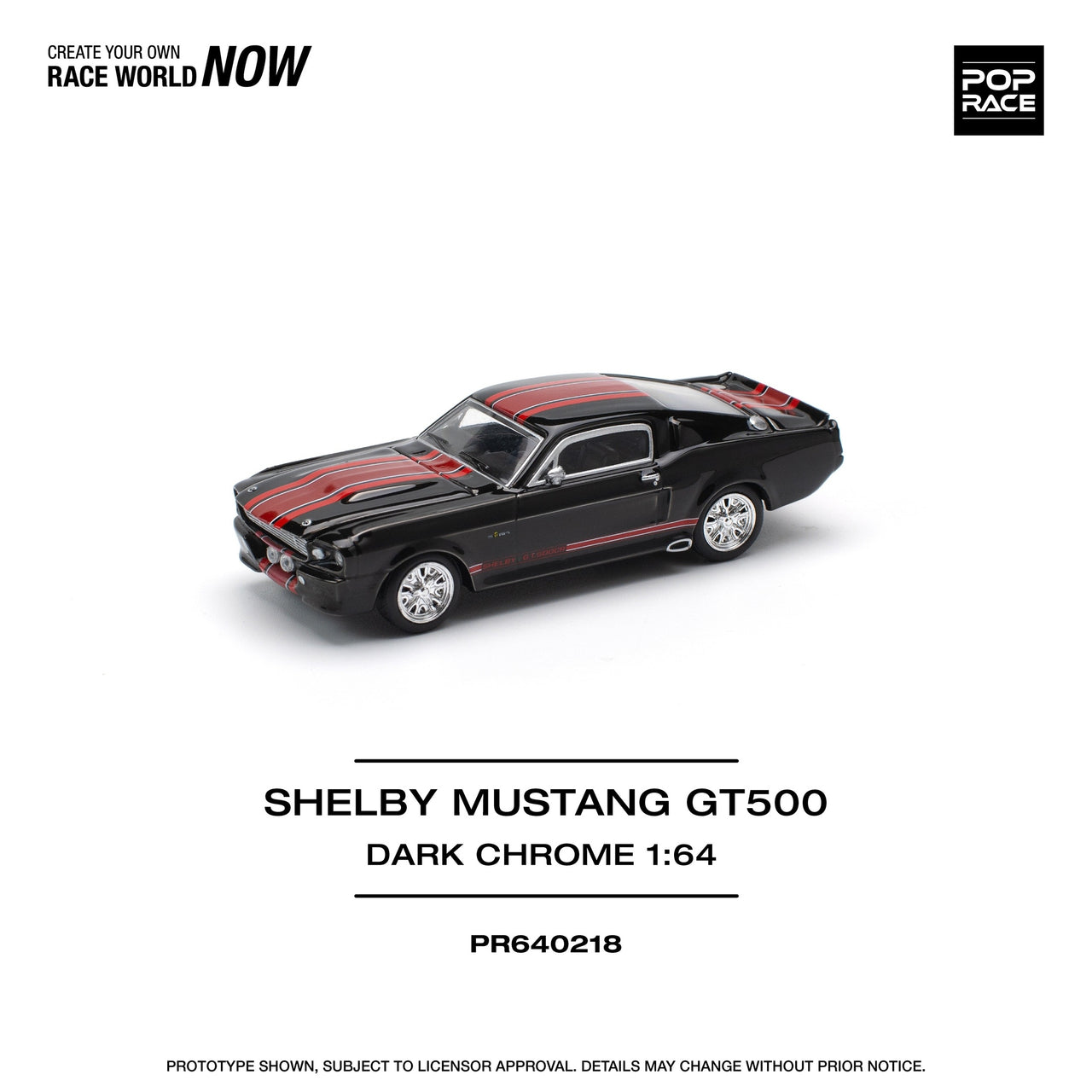 PRE-ORDER Pop Race 1:64 Shelby Mustang GT500 DARK CHROME