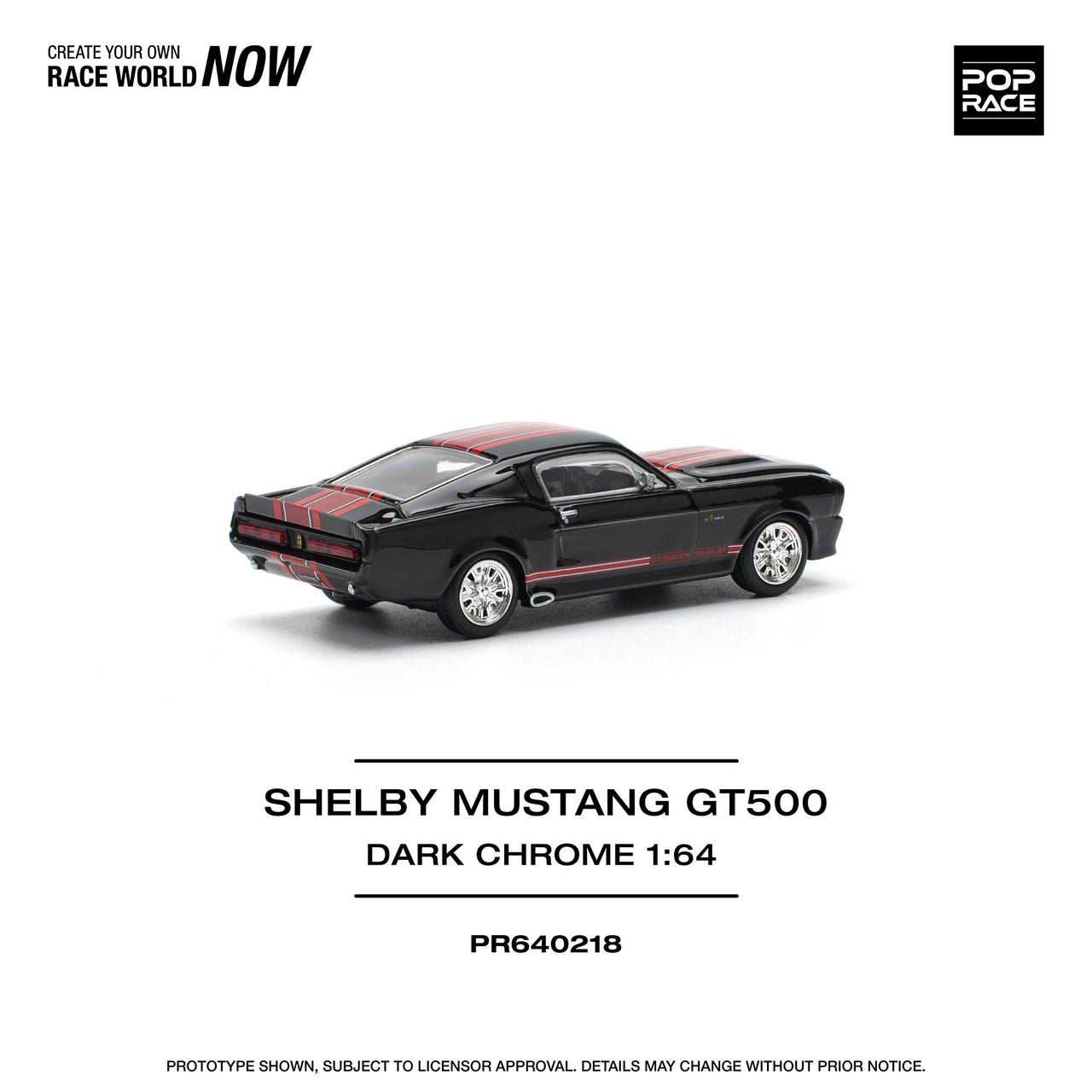 PRE-ORDER Pop Race 1:64 Shelby Mustang GT500 DARK CHROME