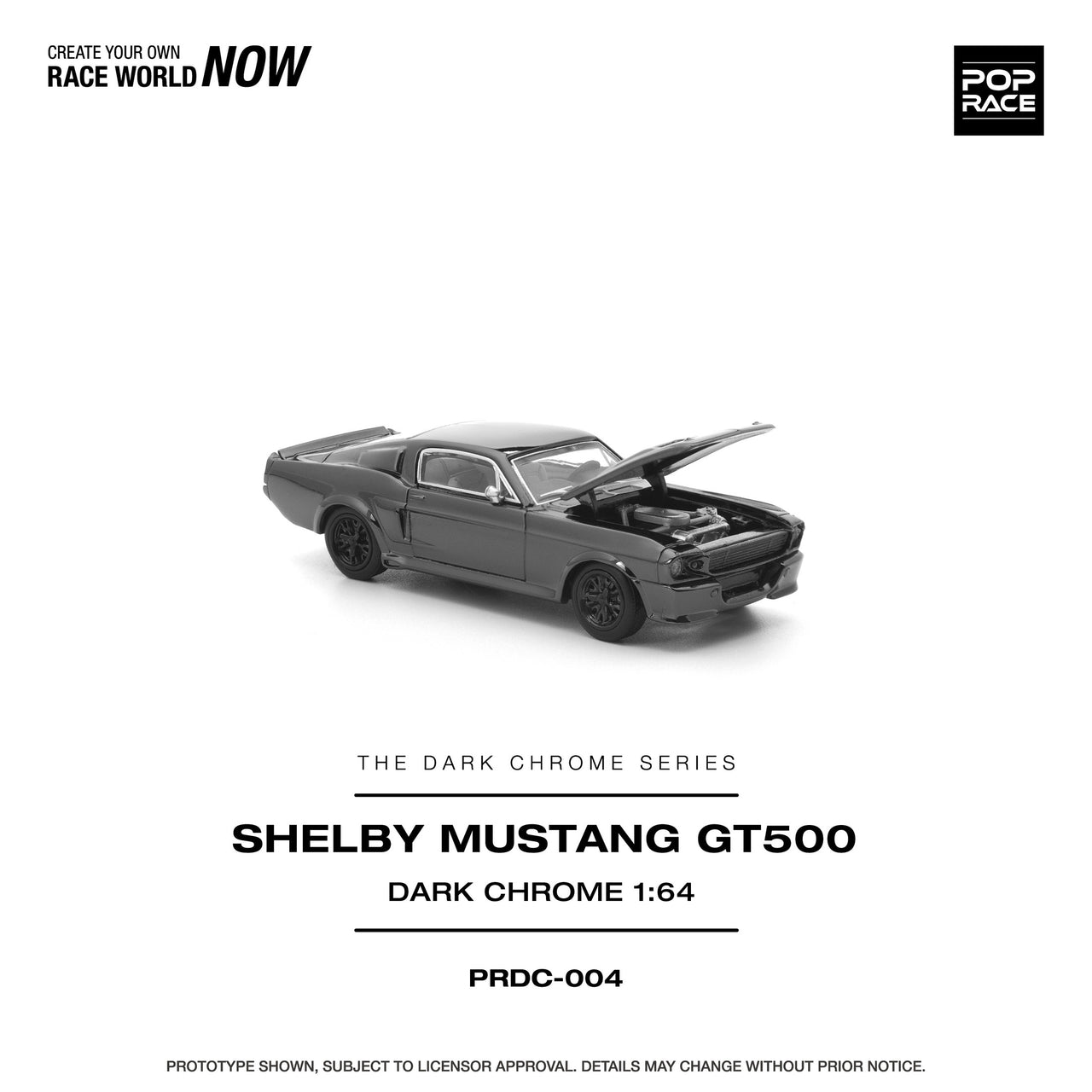 PRE-ORDER Pop Race 1:64 Shelby Mustang GT500 DARK CHROME