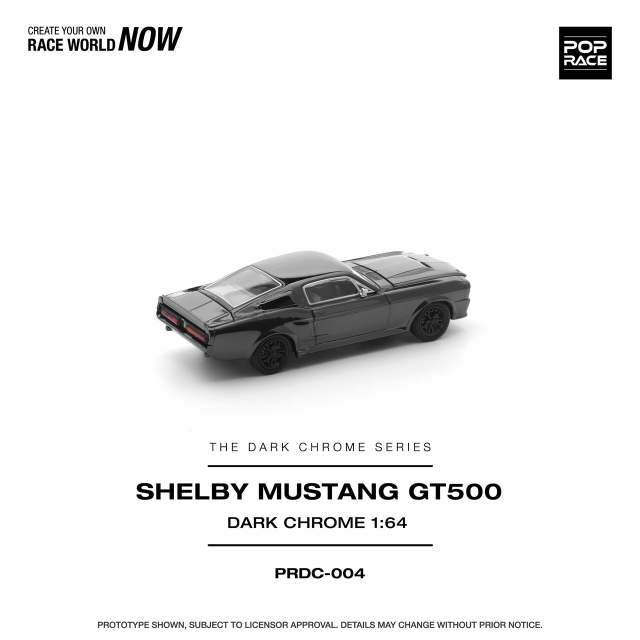 PRE-ORDER Pop Race 1:64 Shelby Mustang GT500 DARK CHROME
