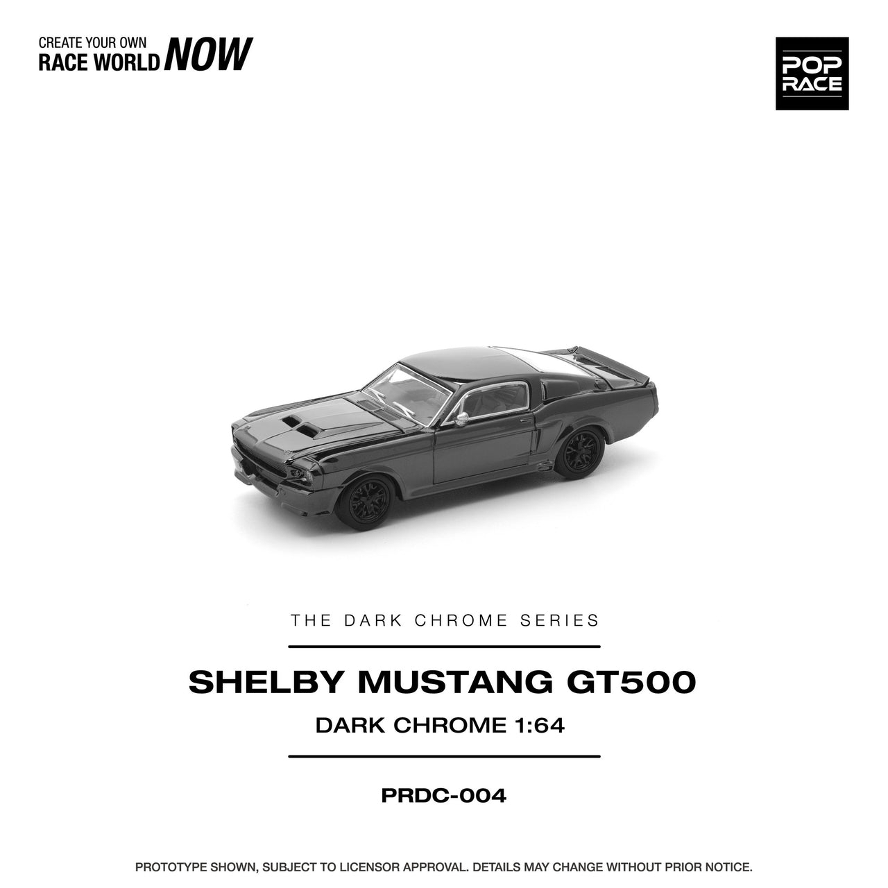 PRE-ORDER Pop Race 1:64 Shelby Mustang GT500 DARK CHROME