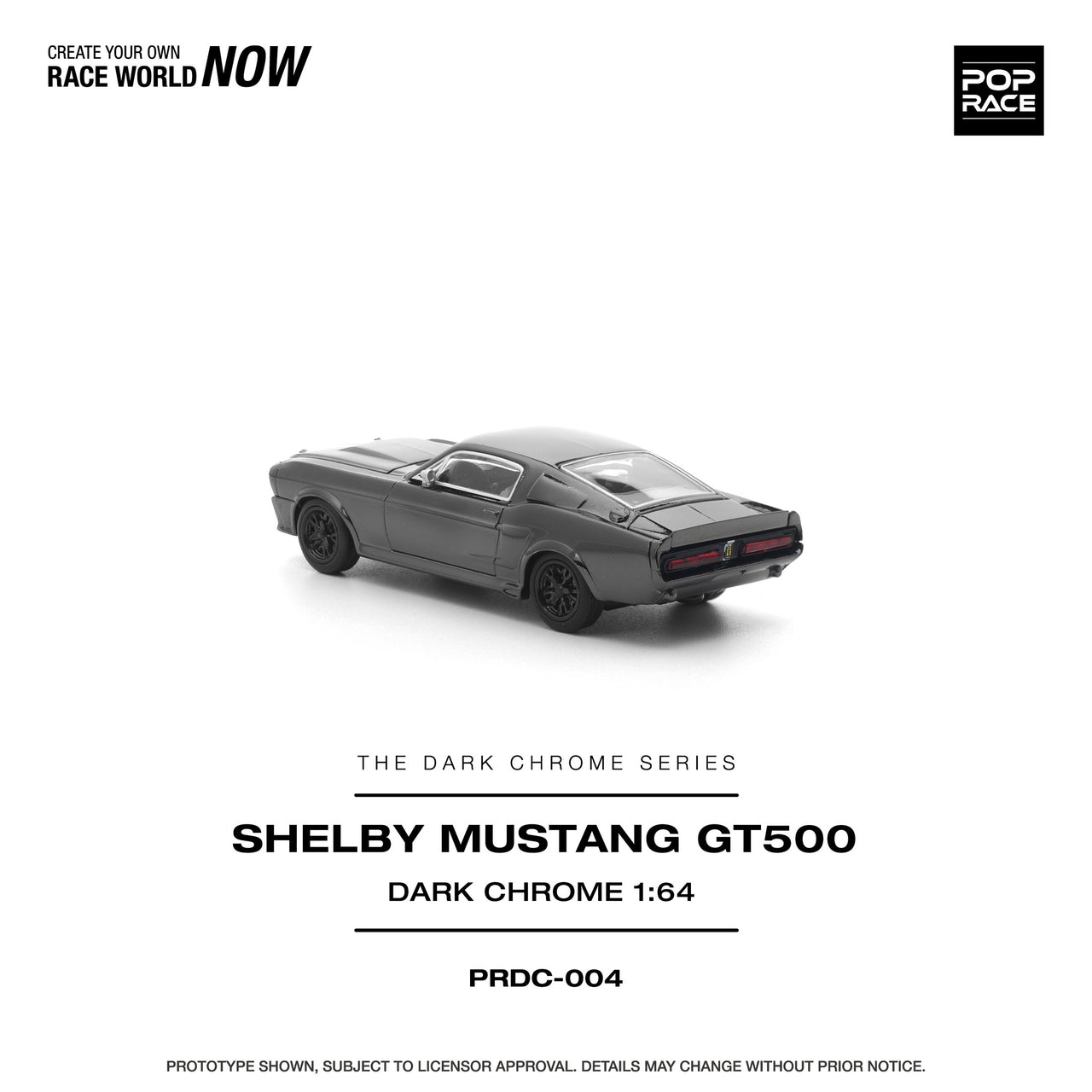 PRE-ORDER Pop Race 1:64 Shelby Mustang GT500 DARK CHROME