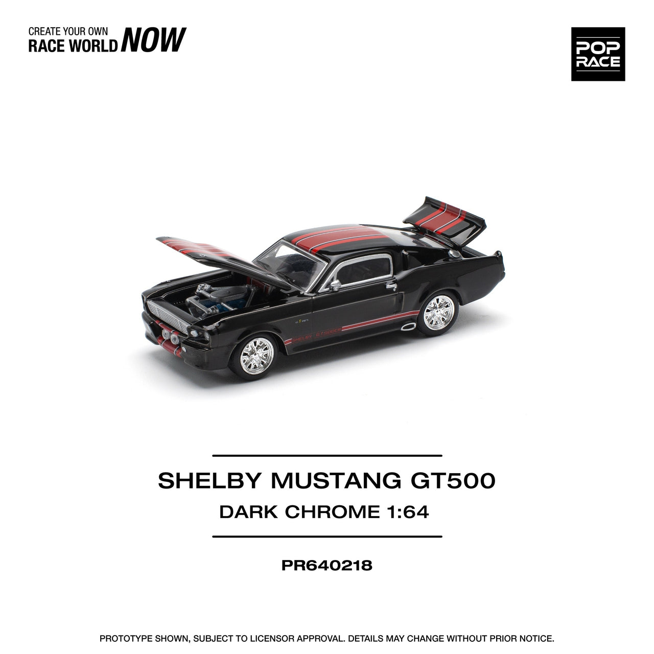 PRE-ORDER Pop Race 1:64 Shelby Mustang GT500 DARK CHROME