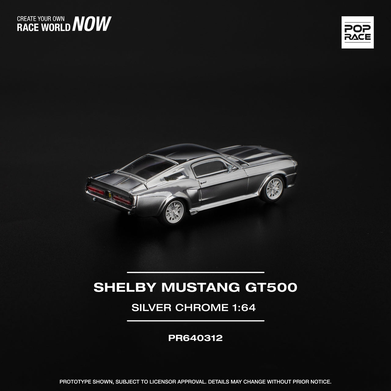 PRE-ORDER Pop Race 1:64 Shelby Mustang GT500 SILVER CHROME