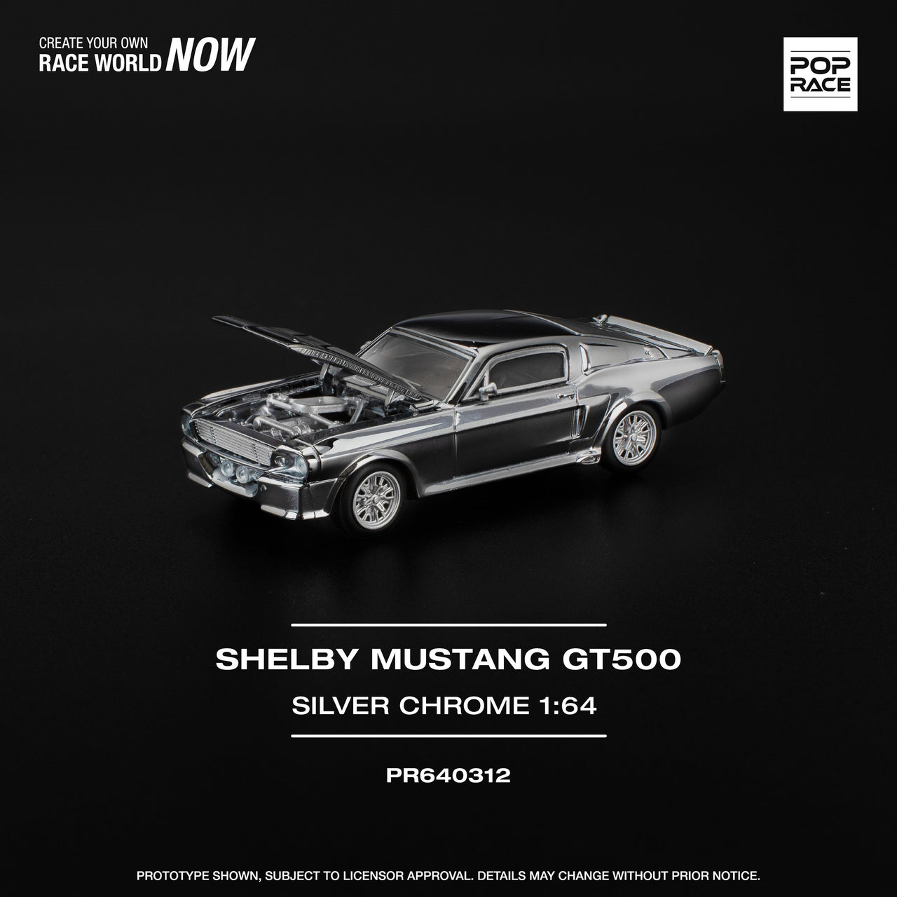 PRE-ORDER Pop Race 1:64 Shelby Mustang GT500 SILVER CHROME