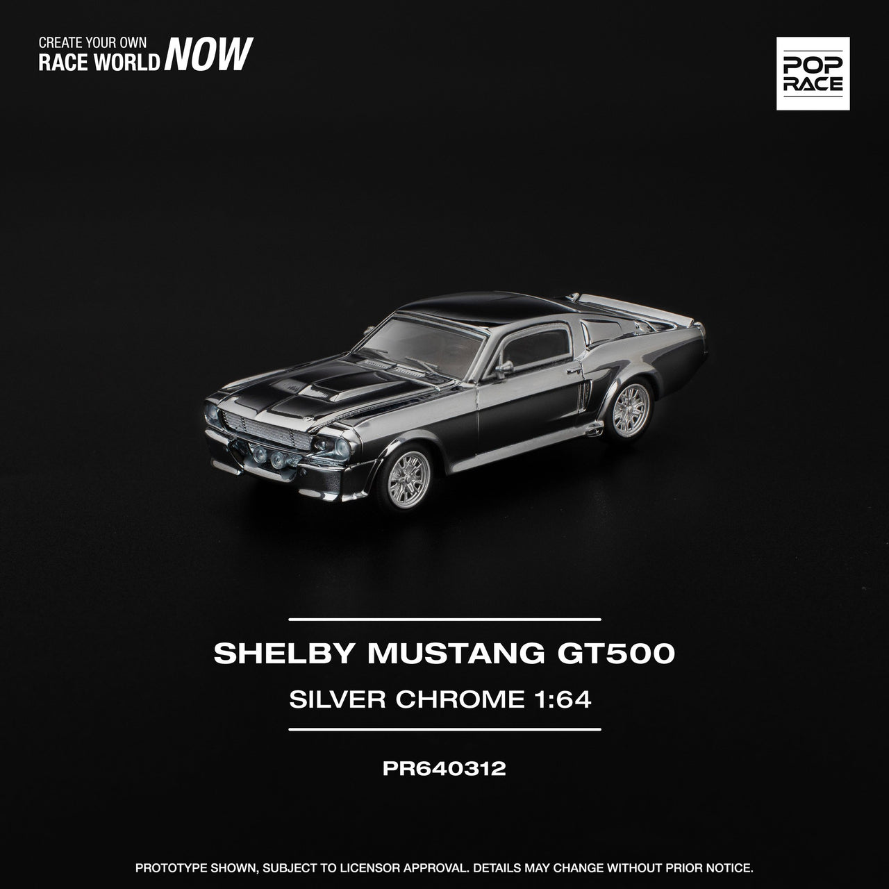 PRE-ORDER Pop Race 1:64 Shelby Mustang GT500 SILVER CHROME