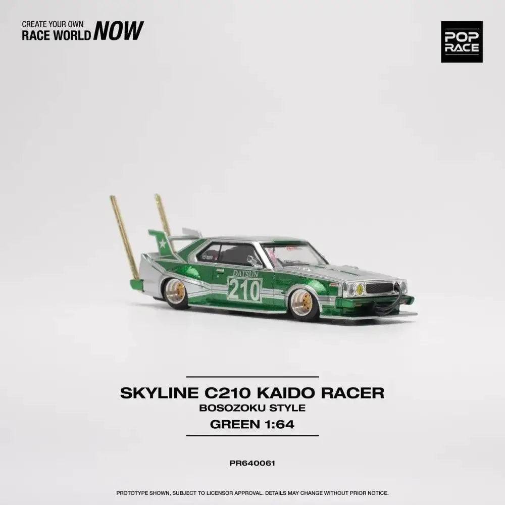 PRE-ORDER Pop Race 1:64 Skyline C210 Kaido Racer BOSOZOKU Style Green