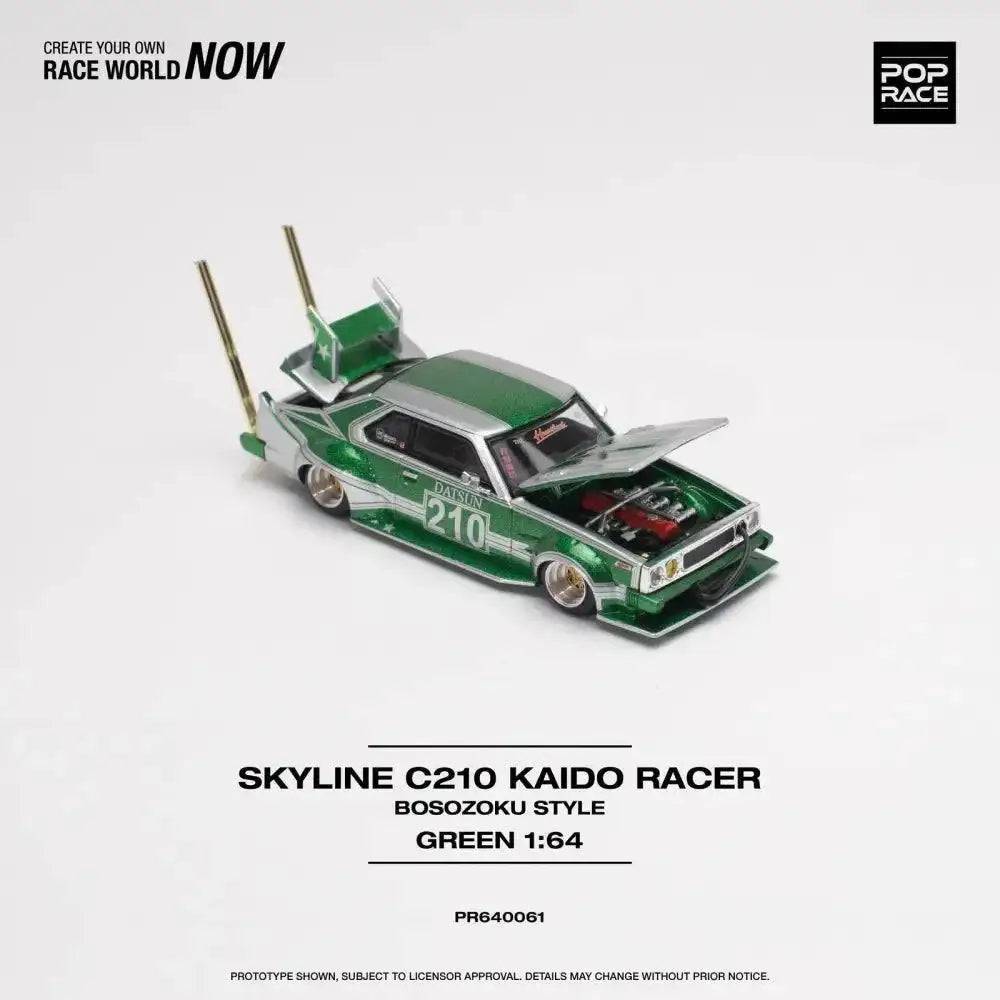 PRE-ORDER Pop Race 1:64 Skyline C210 Kaido Racer BOSOZOKU Style Green