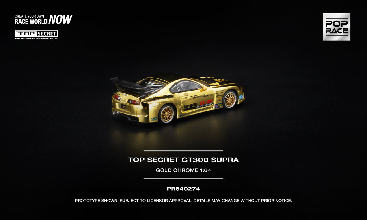 PRE-ORDER Pop Race 1:64 TOP SECRET GT300 SUPRA GOLD CHROME