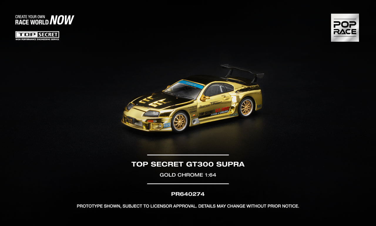 PRE-ORDER Pop Race 1:64 TOP SECRET GT300 SUPRA GOLD CHROME
