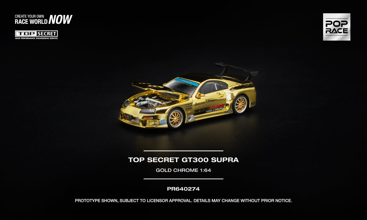 PRE-ORDER Pop Race 1:64 TOP SECRET GT300 SUPRA GOLD CHROME