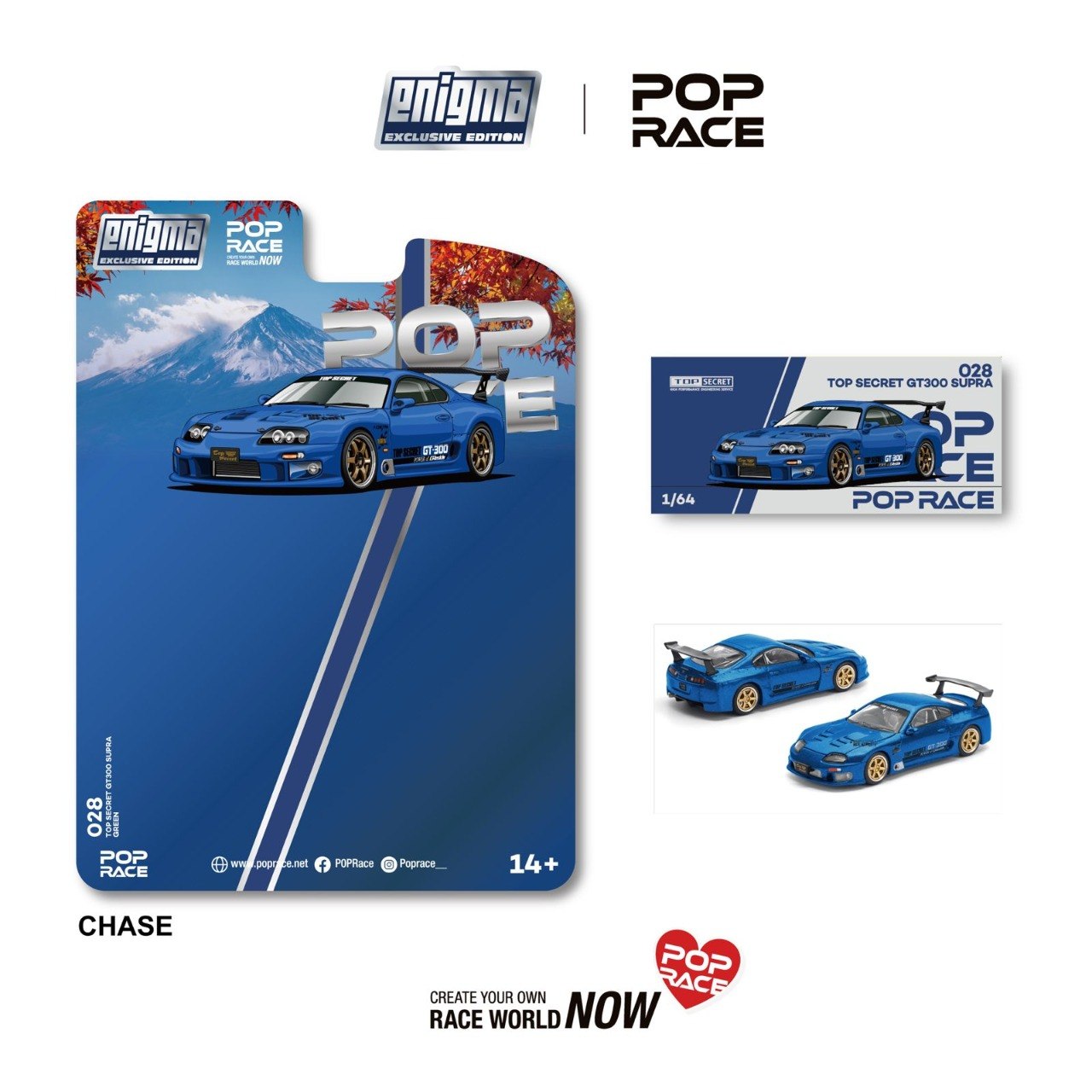 PRE-ORDER) Pop Race 1:64 TOP SECRET SUPRA GT500 (A80) - BLUE