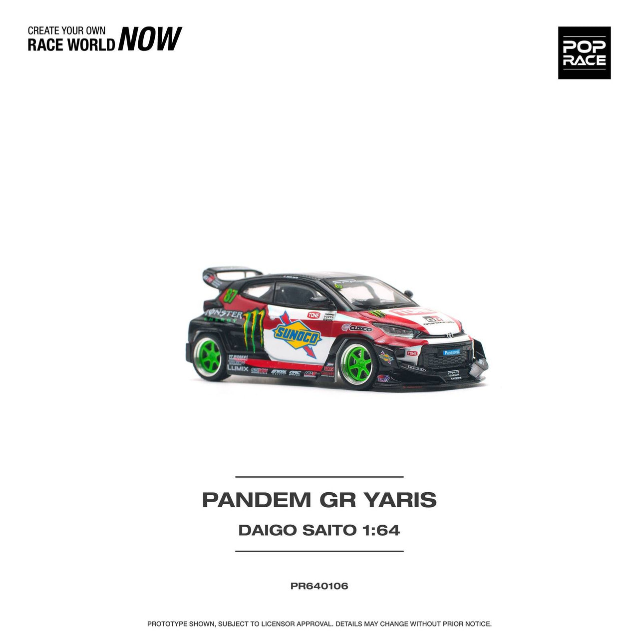 PRE-ORDER Pop Race 1:64 Toyota GR Yaris PANDEM DAIGO SAITO