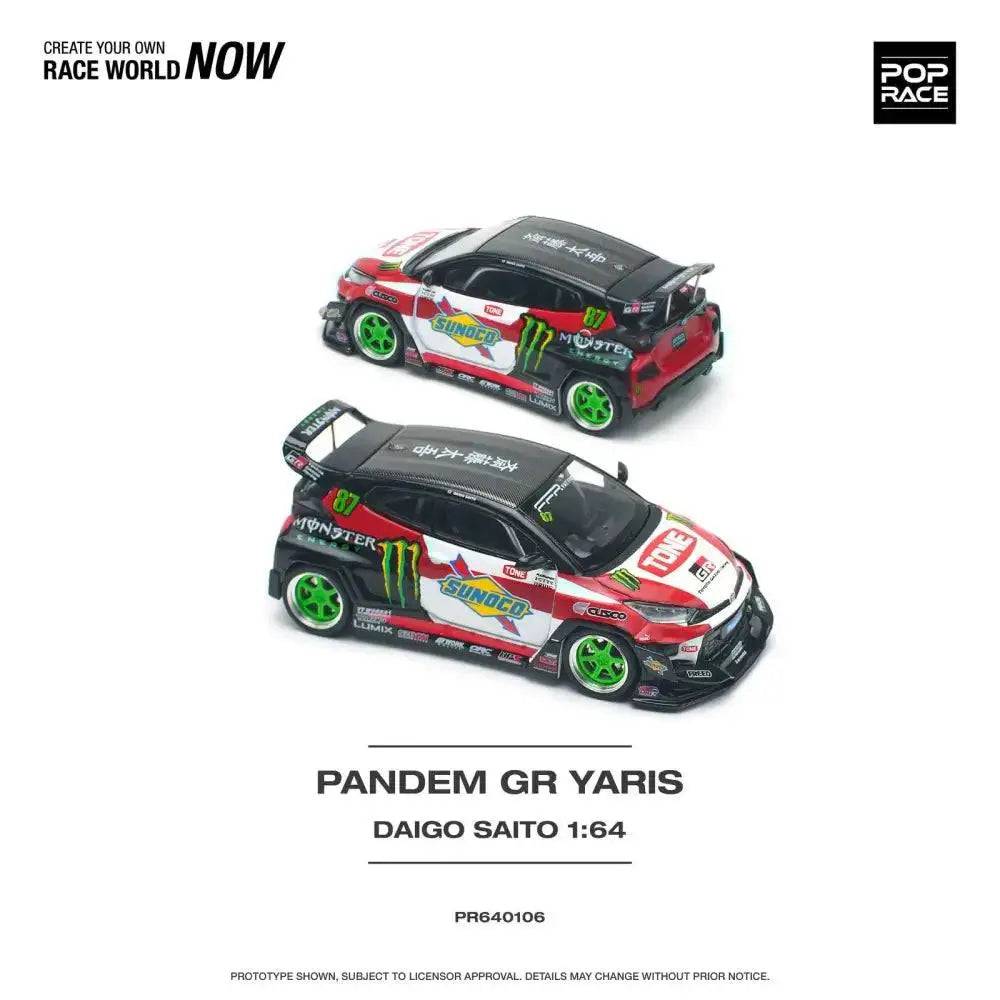 PRE-ORDER Pop Race 1:64 Toyota GR Yaris PANDEM DAIGO SAITO