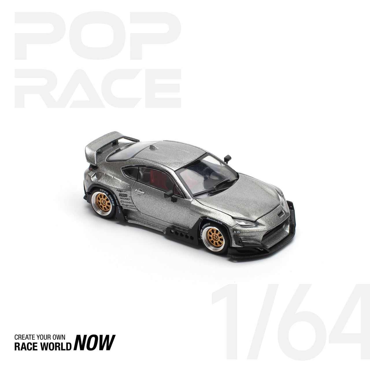 PRE-ORDER Pop Race 1:64 Toyota PANDEM GR86 - SILVER NEW TOOLING