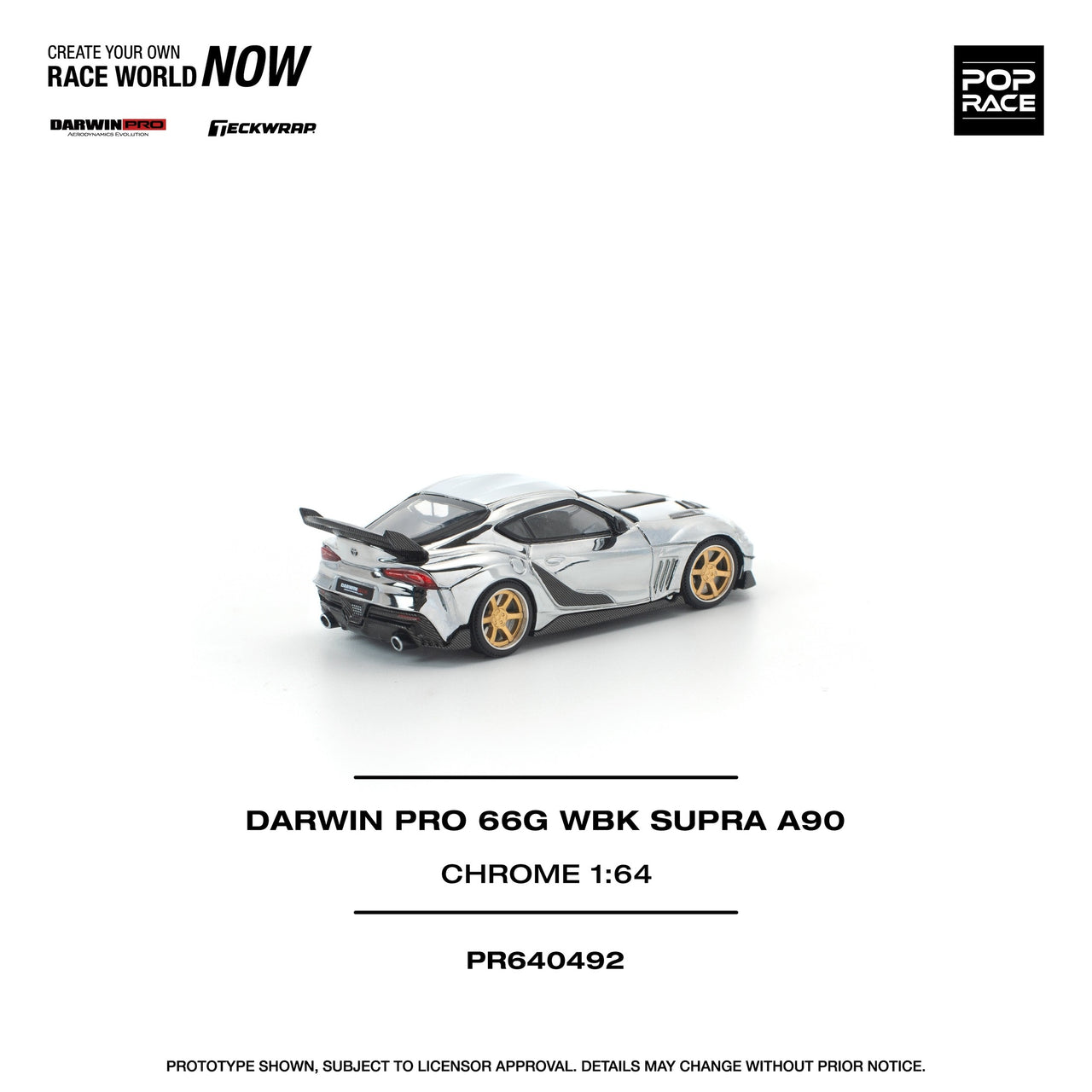 PRE-ORDER Pop Race 1:64 Toyota Supra Darwin Pro 66G WBK A90 SILVER CHROME