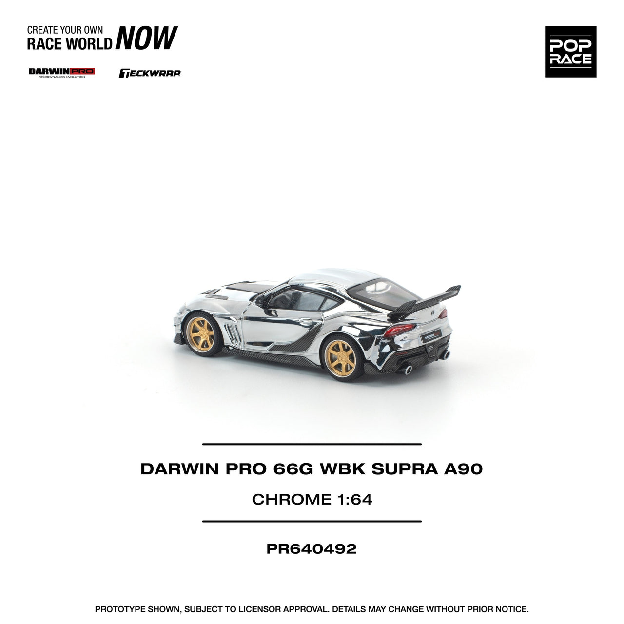 PRE-ORDER Pop Race 1:64 Toyota Supra Darwin Pro 66G WBK A90 SILVER CHROME