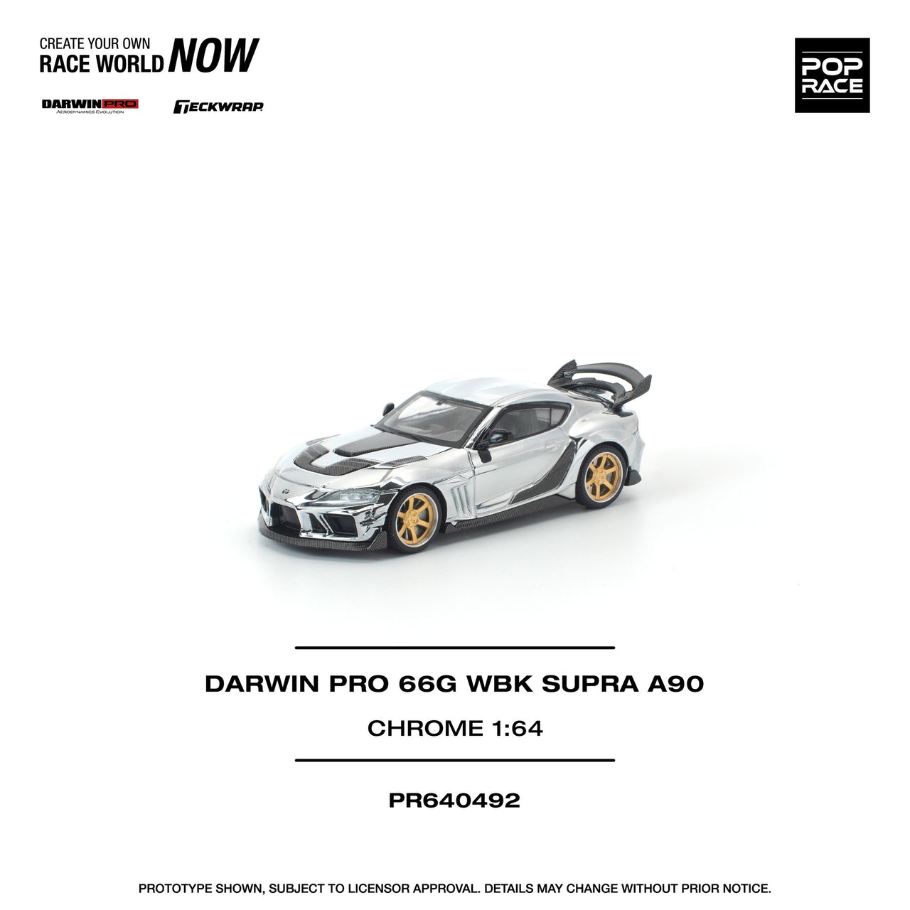 PRE-ORDER Pop Race 1:64 Toyota Supra Darwin Pro 66G WBK A90 SILVER CHROME