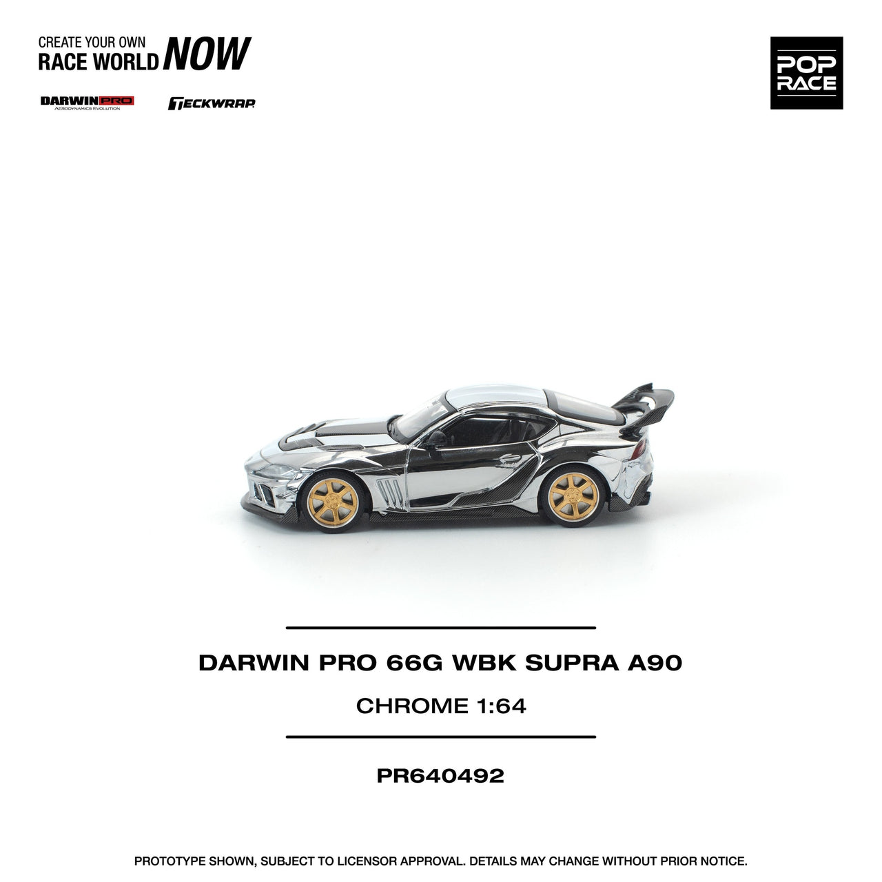 PRE-ORDER Pop Race 1:64 Toyota Supra Darwin Pro 66G WBK A90 SILVER CHROME