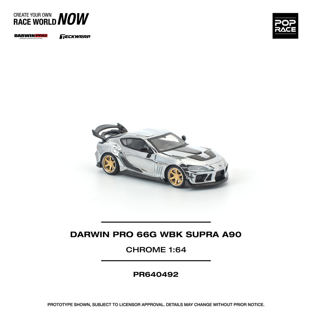 PRE-ORDER Pop Race 1:64 Toyota Supra Darwin Pro 66G WBK A90 SILVER CHROME