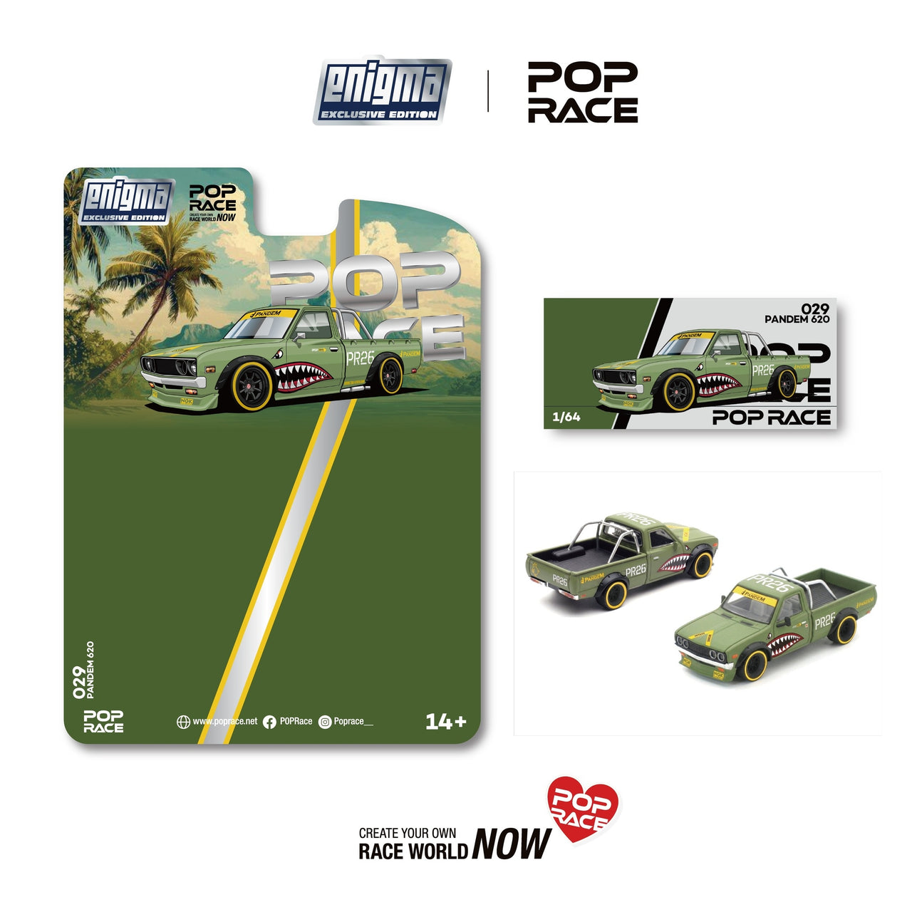 PRE-ORDER Pop Race X Enigma 1:64 PANDEM 620 - FIGHTER GREEN
