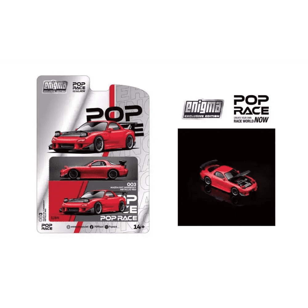 PRE-ORDER Pop Race x Engima 1:64 Mazda RX-7 FD3s Widebody Metallic Red