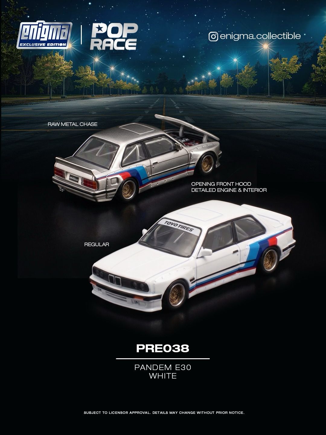 PRE-ORDER Pop Race x Enigma 1:64 BMW PANDEM E30 White
