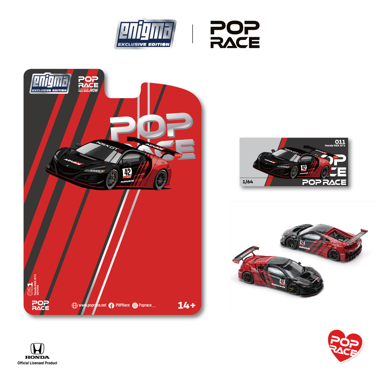 PRE-ORDER Pop Race x Enigma 1:64 Honda NSX Advan Livery