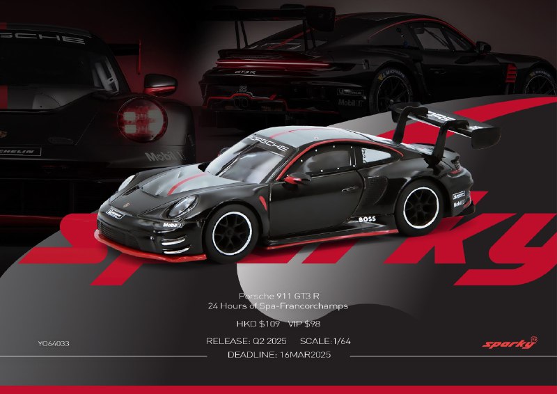 PRE-ORDER Sparky 1:64 Porsche 911 GT3 R 24 Hours of Spa-Francorchamps