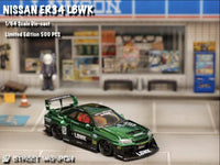 Thumbnail for PRE-ORDER Street Weapon 1:64 NIssan Skyline Super Silhouette ER34 Chrome Green