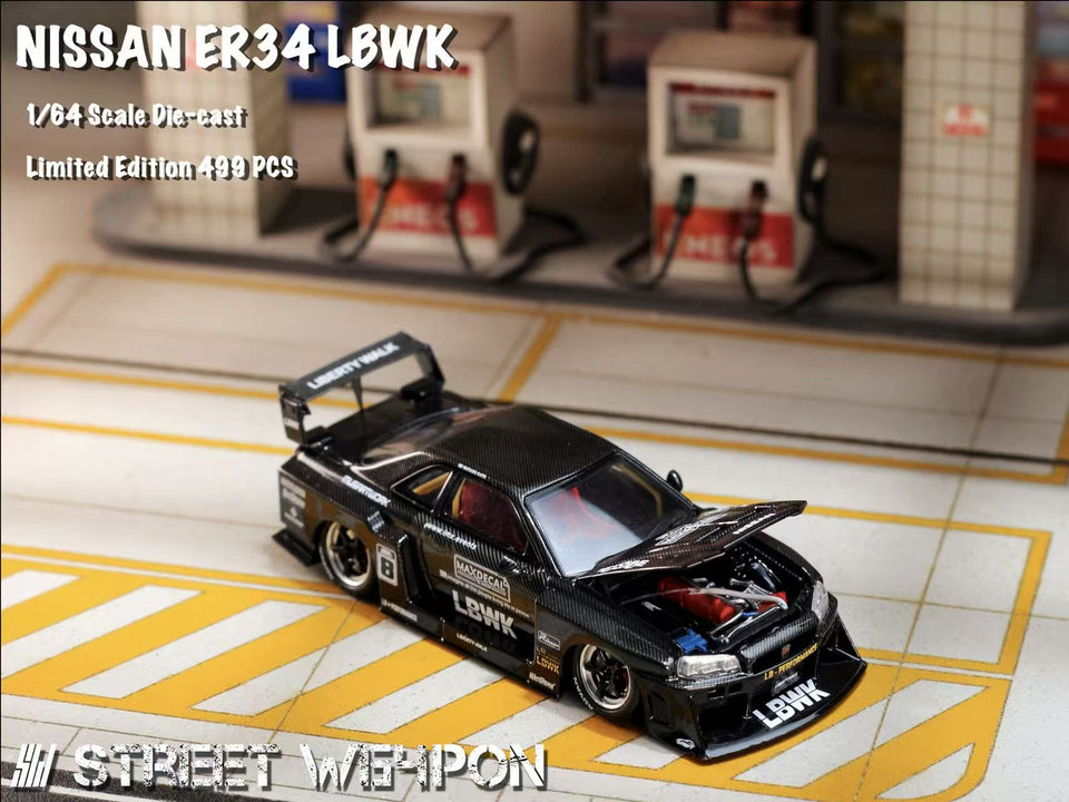 1/64 STREET WEAPON ER34 LBWK スカイライン Street Weapon Nissan LB-ER34 Skyline LBWK Liberty Walk White (1:64