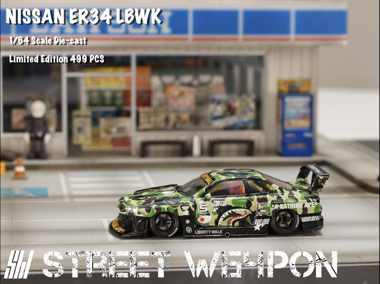 PRE-ORDER Street Weapon 1:64 NIssan Skyline Super Silhouette ER34 BAPE CAMO