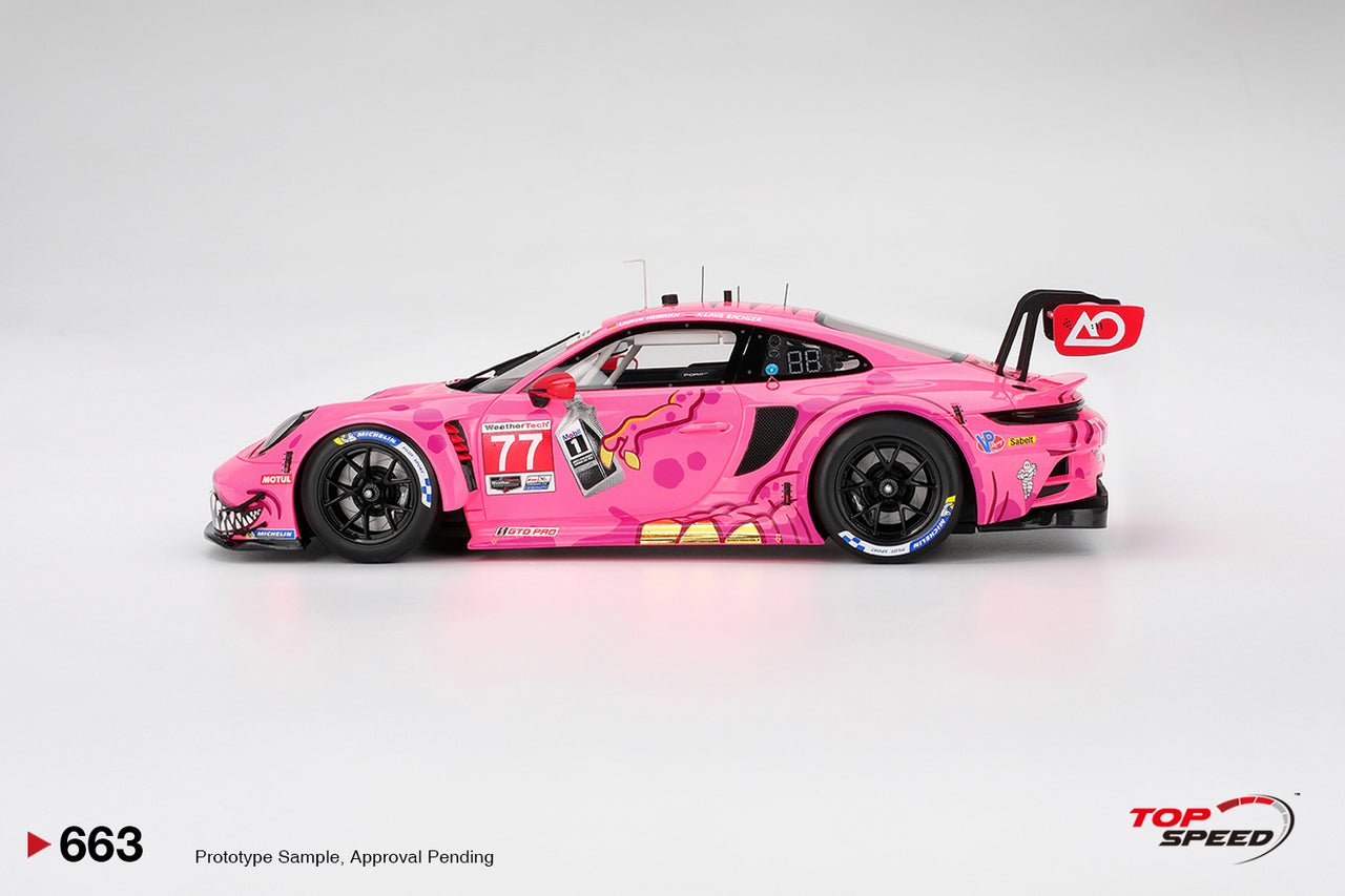 PRE-ORDER TOP SPEED 1:18 Porsche 911 GT3 R 992 #77 AO Racing 2025 IMSA Detroit Grand Prix