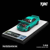 Thumbnail for PRE-ORDER TPC 1:64 Nissan Skyline GTR R32 w/ Opening Hood Carbon Green