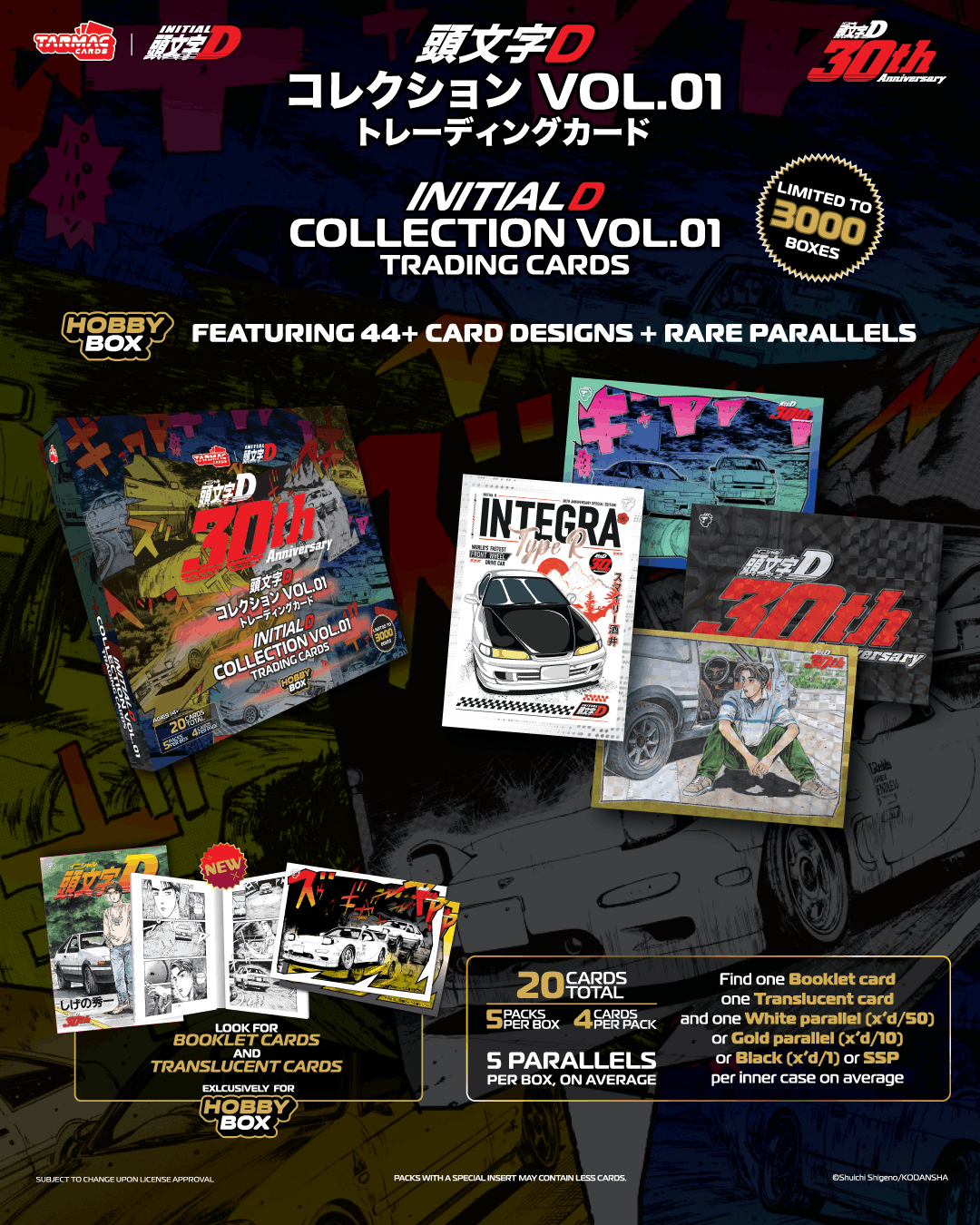 PRE-ORDER Tarmac Cards Initial D Collection Vol.01 - 30th Anniversary - Hobby Box