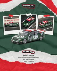 Thumbnail for PRE-ORDER Tarmac Works 1:64 Audi A4 quattro, Macau Guia Race 1999 Winner, Michael Bartels