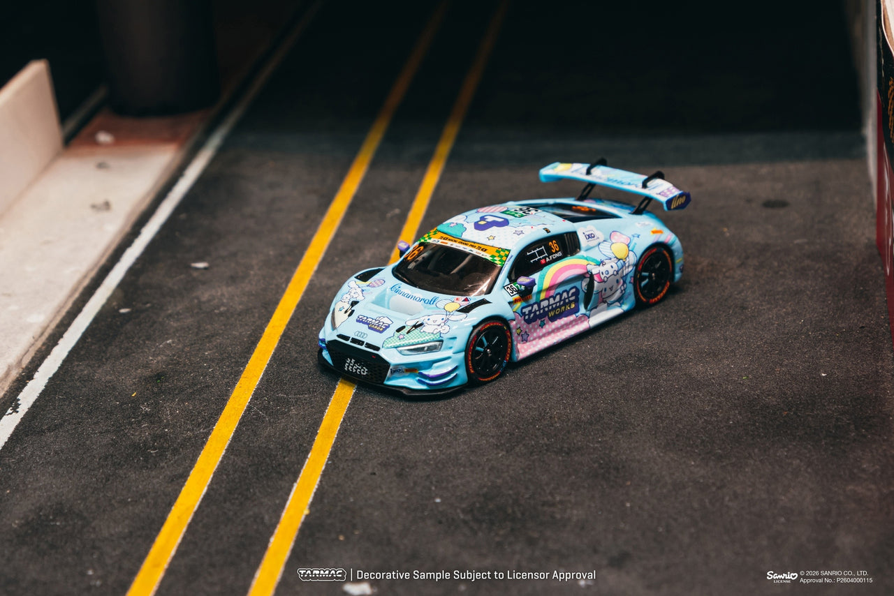 PRE-ORDER Tarmac Works 1:64 Audi R8 LMS GT3 evo II, Macau GT Cup - FIA GT World Cup 2025, Uno Racing + Trading cards