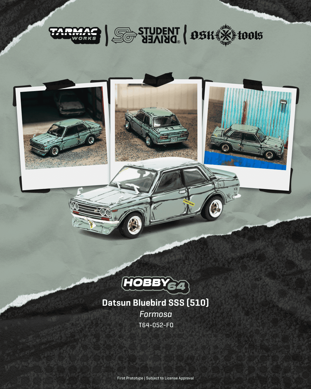 PRE-ORDER Tarmac Works 1:64 Datsun Bluebird SSS 510 , Formosa
