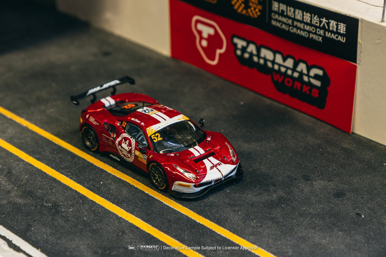 PRE-ORDER Tarmac Works 1:64 Ferrari 488 GT3, Macau GT Cup - FIA GT World Cup 2023, Harmony Racing, Chen Weian