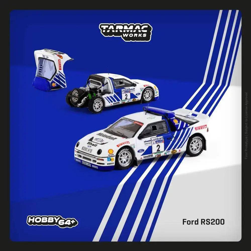 PRE-ORDER Tarmac Works 1:64 Ford RS200 Lombard RAC Rally 1986 Stig Blomqvist / Bruno Berglund