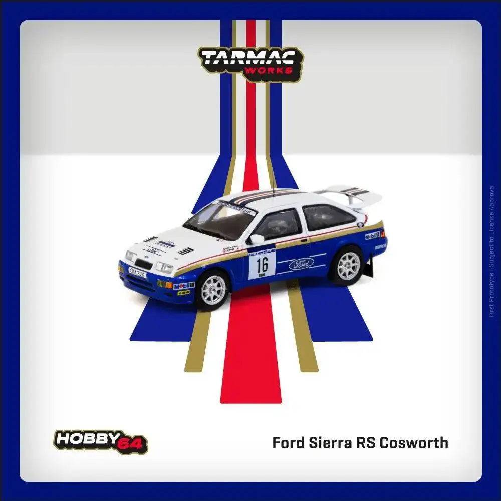 PRE-ORDER Tarmac Works 1:64 Ford Sierra RS Cosworth Rally of New Zealand 1989